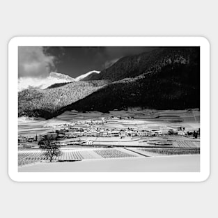 Swiss Winter Landscape with a Village. 2013 Sticker